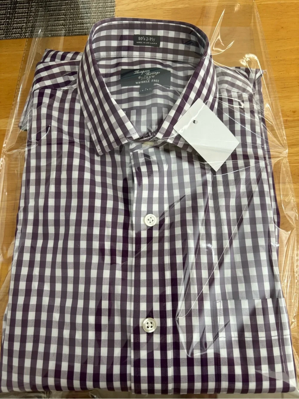 Thompson shirtings by J Crew Purple and White Dress Shirt small 14-14 1/2